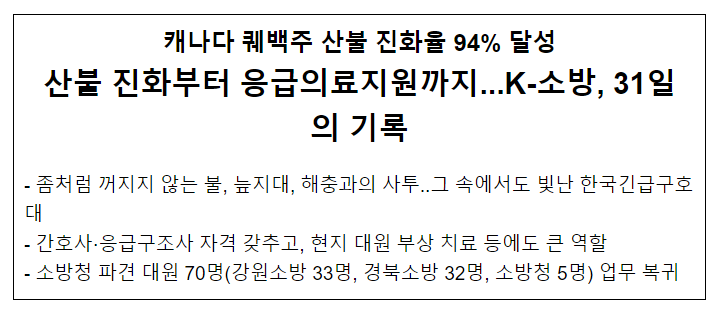 산불 진화부터 응급의료지원까지...K-소방, 31일간의 기록 산불 진화부터 응급의료지원까지...K-소방, 31일간의 기록
