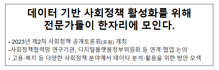 데이터 기반 사회정책 활성화를 위해 전문가들이 한자리에 모인다.