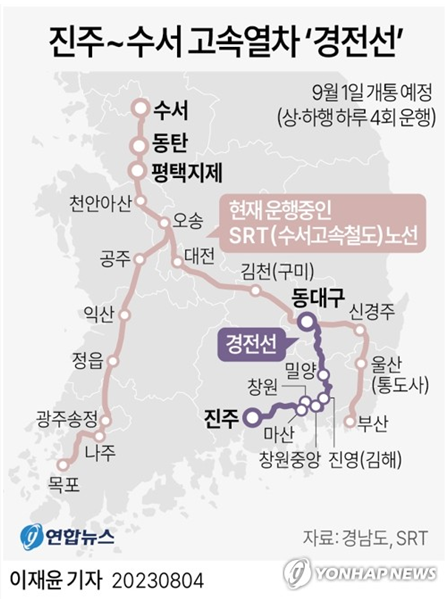 진주~수서 고속열차, 경전선 진주~수서 고속열차, 경전선