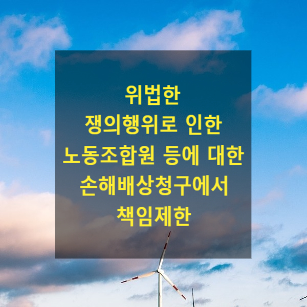  위법한 쟁의행위로 인한 노동조합원 등에 대한 손해배상청구에서 책임제한