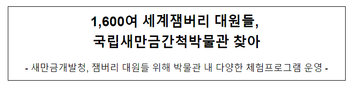1,600여 세계잼버리 대원들, 국립새만금간척박물관 찾아 1,600여 세계잼버리 대원들, 국립새만금간척박물관 찾아