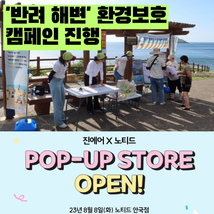  진에어) '반려 해변' 환경보호 캠페인 진행, 진에어X노티드 오프라인 팝업스토어 오픈