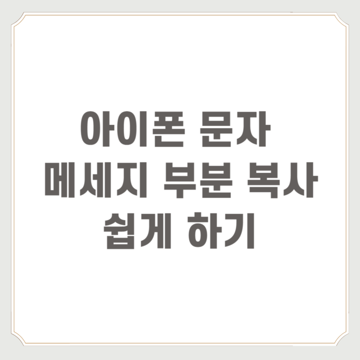  아이폰 문자 메세지 부분 복사 쉽게 하기