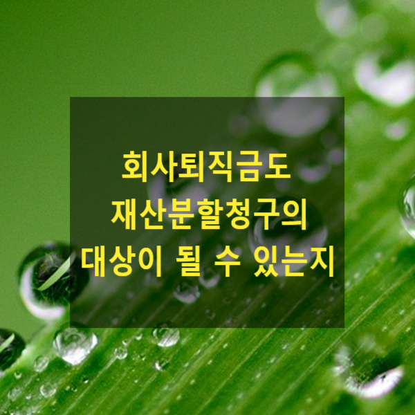  이혼 시 일방의 회사 퇴직금도 재산분할 청구의 대상이 될 수 있는지