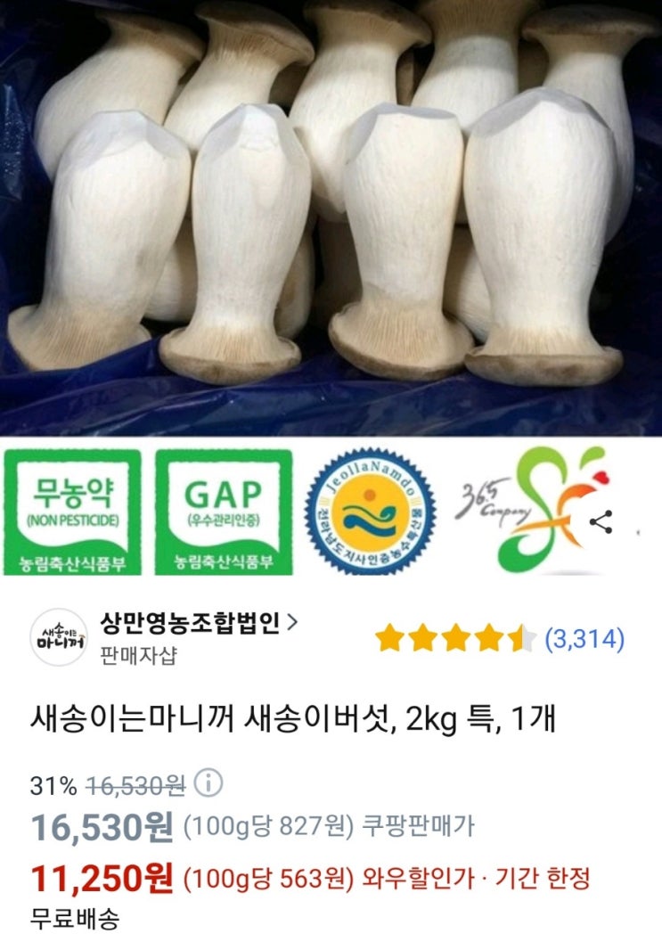  쿠팡 새송이버섯