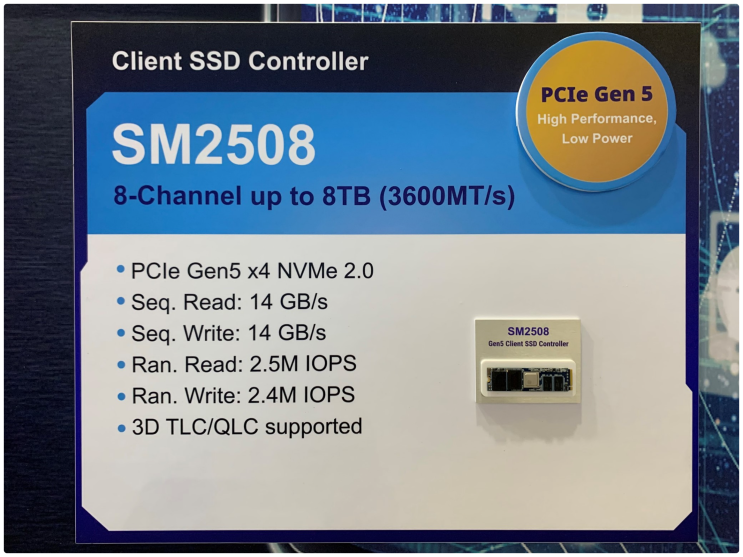  실리콘모션, PCIe 5.0 M2 NVMe SSD를 위한 SM2508 PCIe Gen5 SSD 컨트롤러 출시