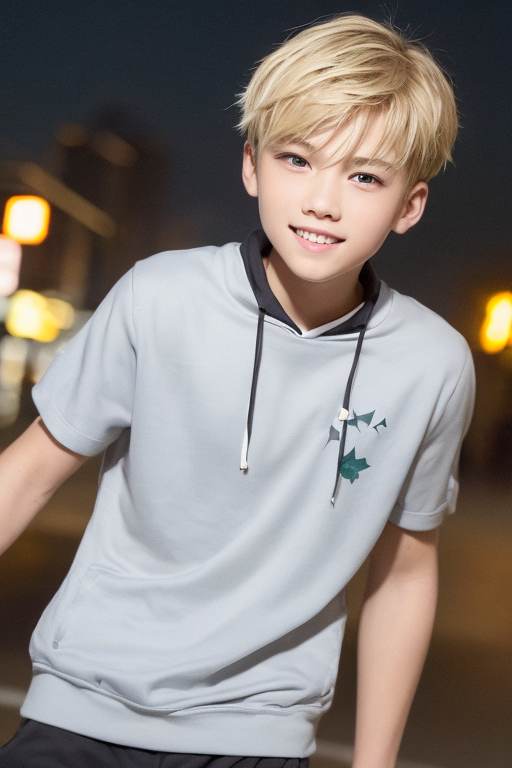 [Ai Greem] 그림_남자 335: Free image of a lovely blonde man with a boyish look set in the city at night