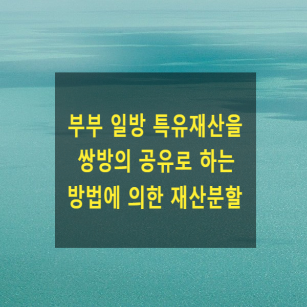  이혼 시 부부 일방의 특유재산을 쌍방의 공유로 하는 방법으로 재산분할을 할 수 있는지