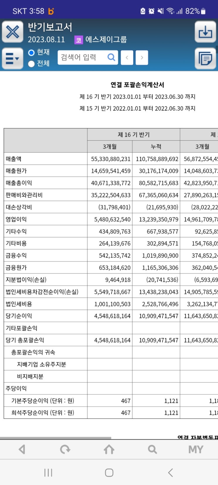 반기보고서 공시(조졌다..)