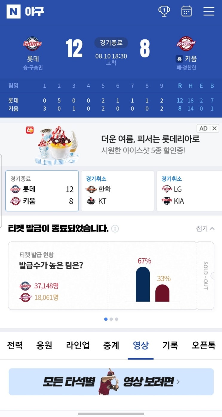 프로야구 <b>키움전</b> <b>롯데</b>자이언츠 <b>위닝시리즈</b> 달성