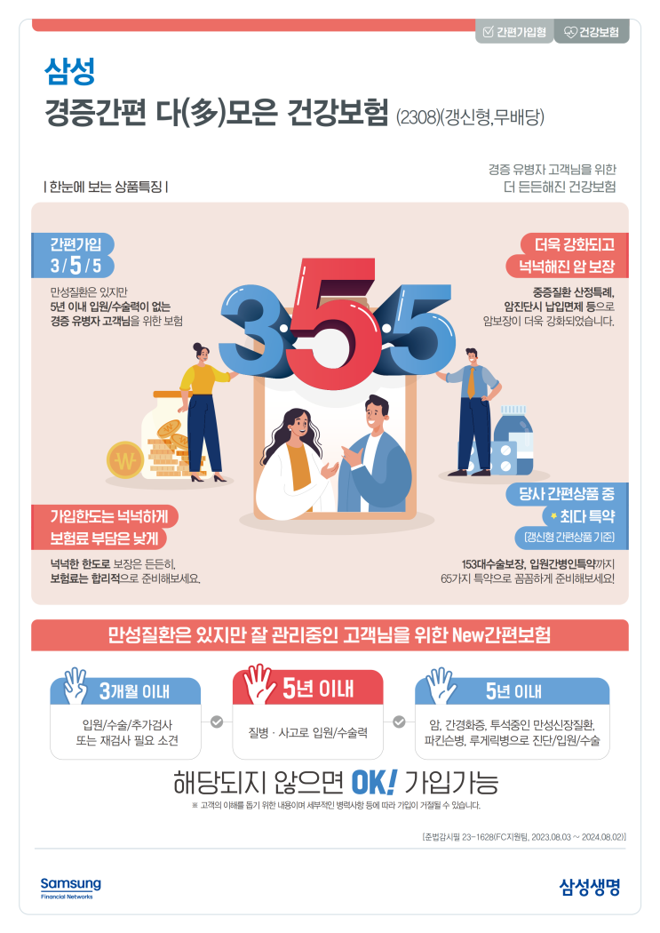  삼성 | 경증간편 다모은 건강보험 | 3/5/5 간편조건 충족시 보험료는 저렴하게 보장은 넉넉하게!