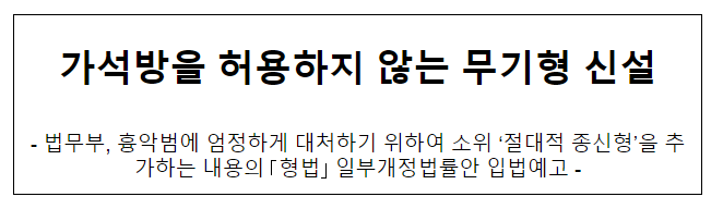 가석방을 허용하지 않는 무기형 신설 가석방을 허용하지 않는 무기형 신설