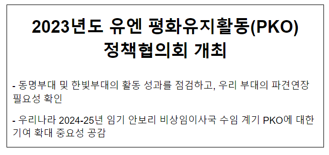 2023년도 유엔 평화유지활동(PKO) 정책협의회 개최