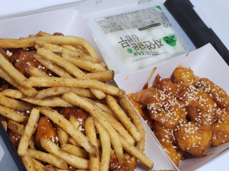  만년닭강정 중곡점 후기, 거제 닭강정 맛집, 생과일로 만든 양념소스