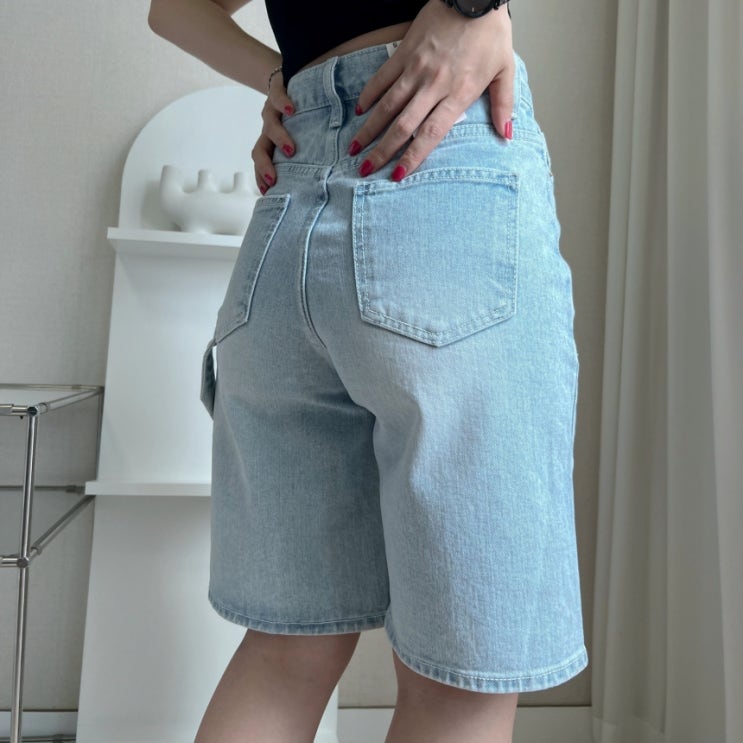  [S~3XL] 코튼 카고 카펜터 팬츠 연청 데님 반바지