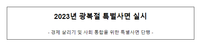 2023년 광복절 특별사면 실시 2023년 광복절 특별사면 실시