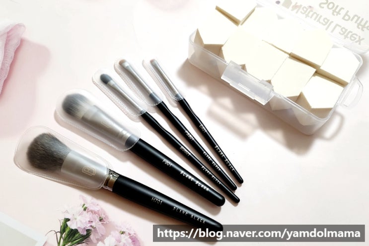  메이크업 브러쉬 추천 블랑블랙 브러쉬 세트, 라텍스 퍼프
