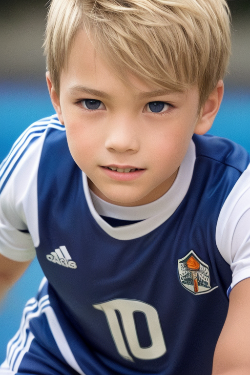  [Ai Greem] 그림_남자 385: Free image of a handsome boy with blond hair and blue eyes with soccer clothes