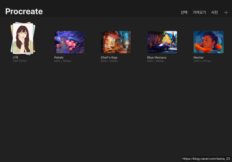  프로크리에이트(Procreate) 기본 기능