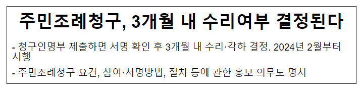 주민조례청구, 3개월 내 수리여부 결정된다 주민조례청구, 3개월 내 수리여부 결정된다