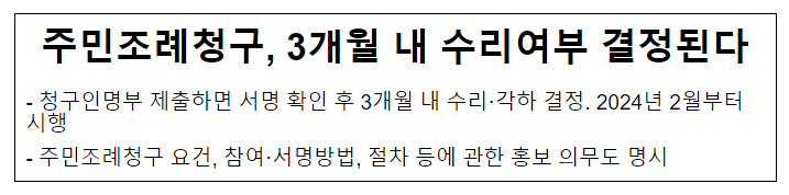 주민조례청구, 3개월 내 수리여부 결정된다