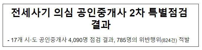 전세사기 의심 공인중개사 2차 특별점검 결과 전세사기 의심 공인중개사 2차 특별점검 결과