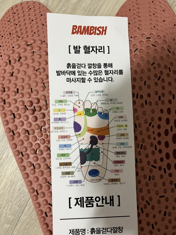  밤비쉬 흙을걷다깔창: 발바닥지압점 지압깔창으로 발바닥지압효과