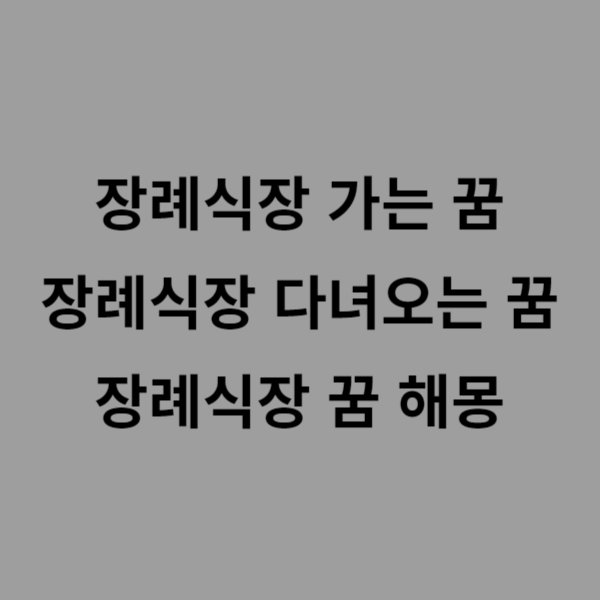 장례식장 다녀오는 꿈, 장례식장 가는 꿈 장례식장 꿈해몽