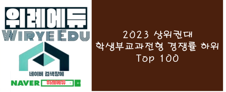  상위권대학 학생부교과전형 경쟁률 하위 Top 100