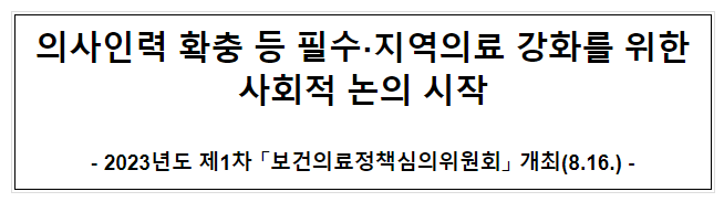 의사인력 확충 등 필수지역의료 강화를 위한 사회적 논의 시작