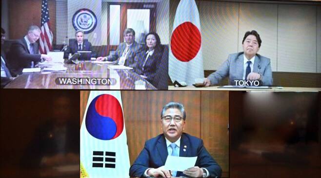 한국-<b>미국</b>-일본 외교<b>장관</b>, 화상 회의에서 “<b>북핵</b> 안보 협력... 