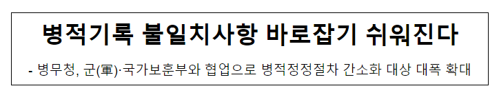 병적기록 불일치사항 바로잡기 쉬워진다