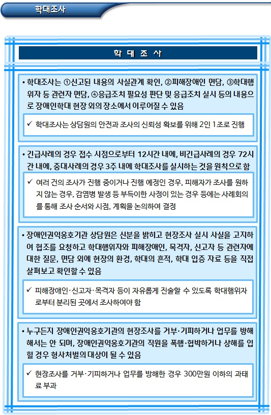 장애인학대 사례지원 및 단계별 업무