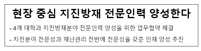 현장 중심 지진방재 전문인력 양성한다