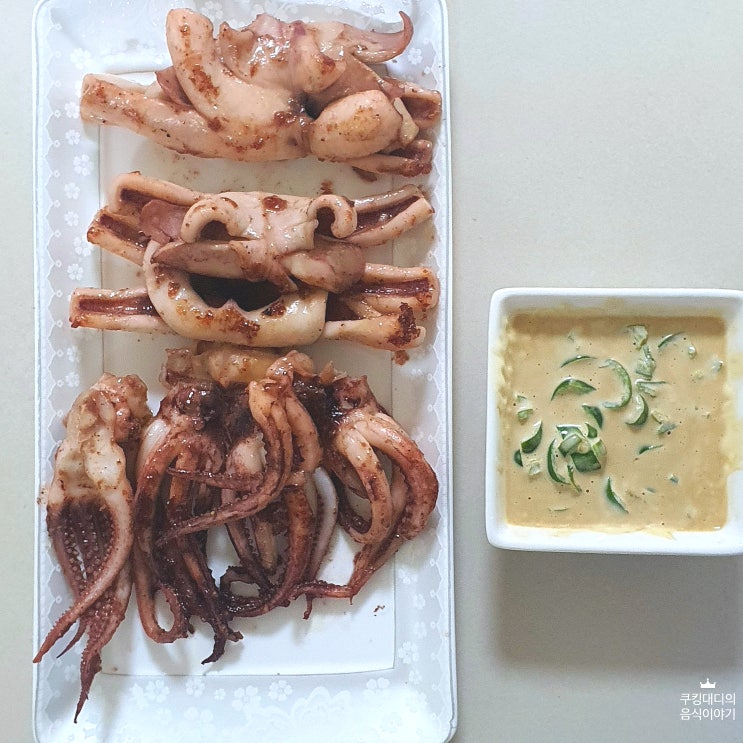  버터구이 오징어 만들기 청양 마요 소스 함께 냉동오징어 레시피