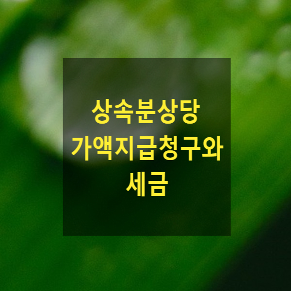  상속분상당가액지급청구와 세금