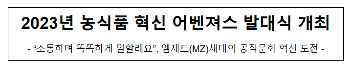 2023년 농식품 혁신 어벤져스 발대식 개최