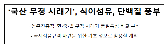 ‘국산 무청 시래기’, 식이섬유, 단백질 풍부