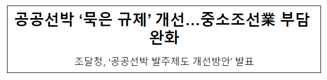 공공선박 '묵은 규제' 개선…중소조선業 부담 완화