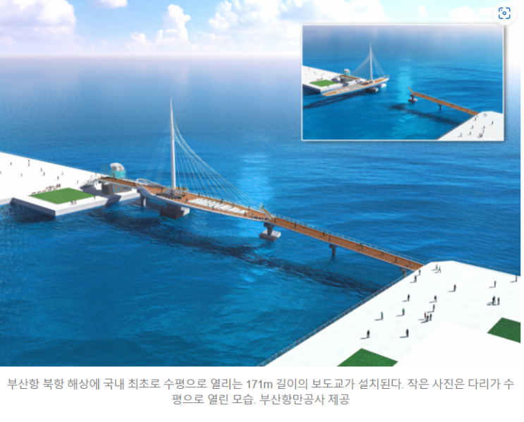 부산항 북항, 수평으로 열리는 '보도교'  2026 준공예정