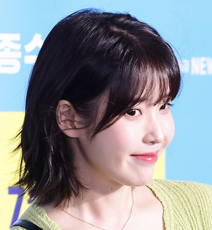  아이유 여자 레이어드 단발펌 (feat: 반묶음 스타일)