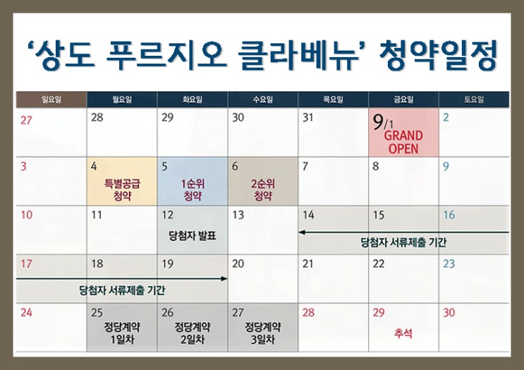  상도 푸르지오 클라베뉴 청약일정 확인하세요