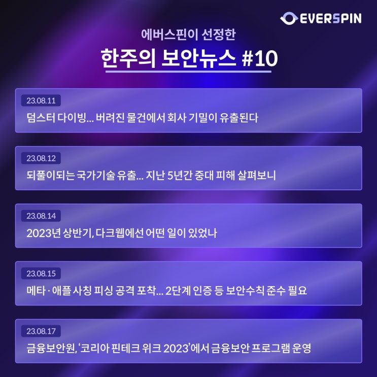 덤스터 <b>다이빙</b>, 국가... 피해, <b>북한</b> 해킹동향, 메타 애플 사칭... 