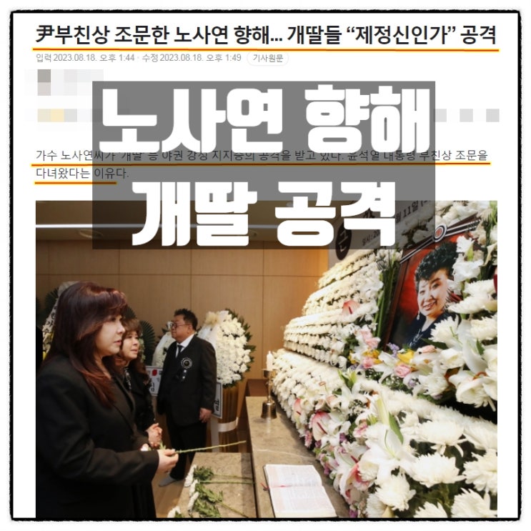 윤석열대통령 부친상 조문 노사연 개딸 욕설 악플공격