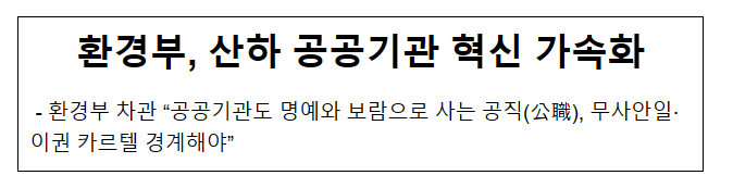 환경부, 산하 공공기관 혁신 가속화