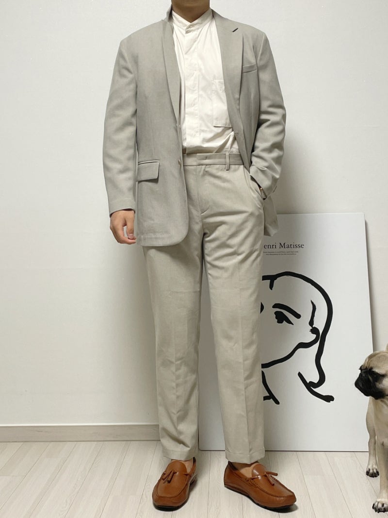 남자 베이지 바지 코디 린넨 자켓 블레이저 색조합 의류브랜드 마인드브릿지 수트핏 : 네이버 블로그