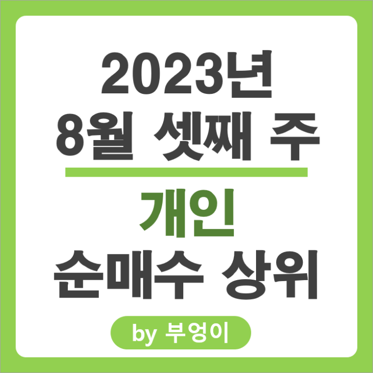 8월 셋째 주 개인 순매수 상위 국내 주식 순위 삼성전자 엘지화학 파두 주가