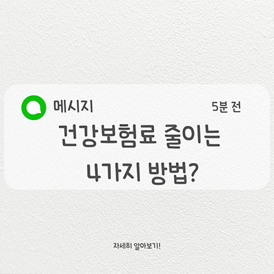  건강보험료(건보료) 어떻게 하면 줄여볼수 있을까?