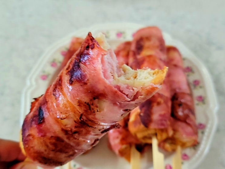  밤야식 수험생간신 베이컨말이 핫도그만들기