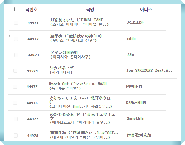 금명 노래방 2023년 10월 1차 일본곡이요! 금명 노래방 2023년 10월 1차 일본곡이요!
